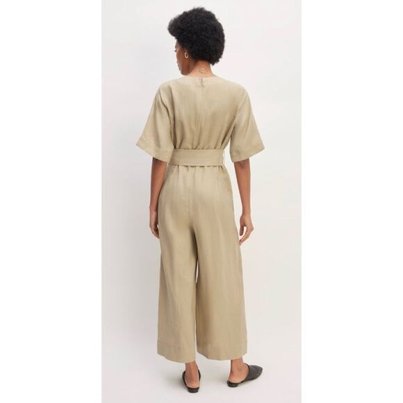 EVERLANE The Wrap Jumpsuit in Linen Trench Coat Khaki Size 6 / NWT - Picture 3 of 13